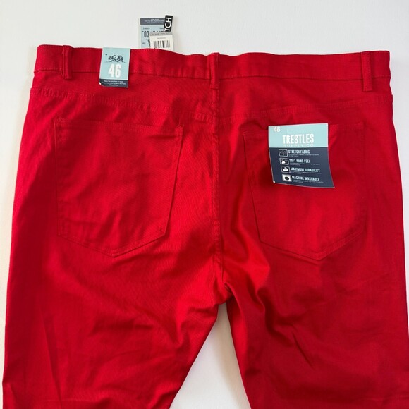 NWT Trestles Supply Co. Men's Red Jeans, Sz 46, Stretch, Motivational Text - Picture 9 of 15